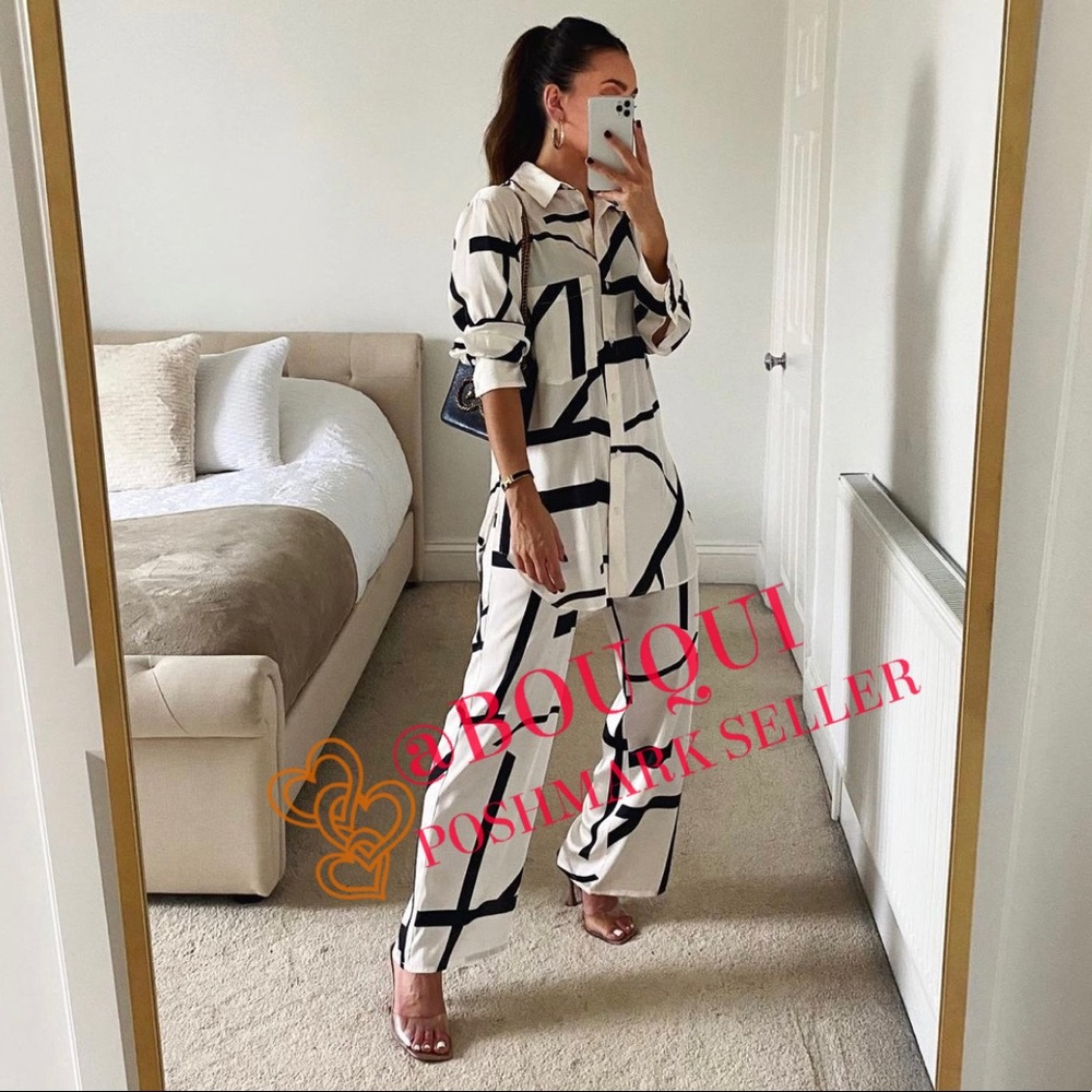 BLOGGERS FAV ZARA GEOMETRIC PRINTED LONG SLEEVES SHIRT - Picture 5 of 14